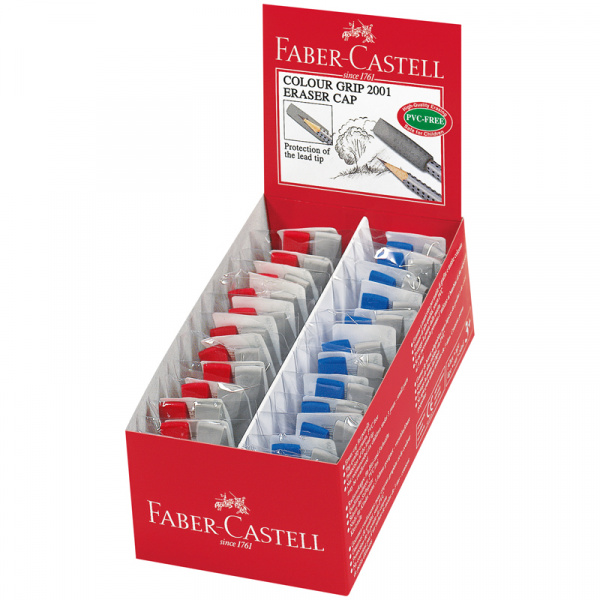 Набор ластиков-колпачков Faber-Castell "Grip 2001" 2шт., трехгранные, ассорти, пакет 187001