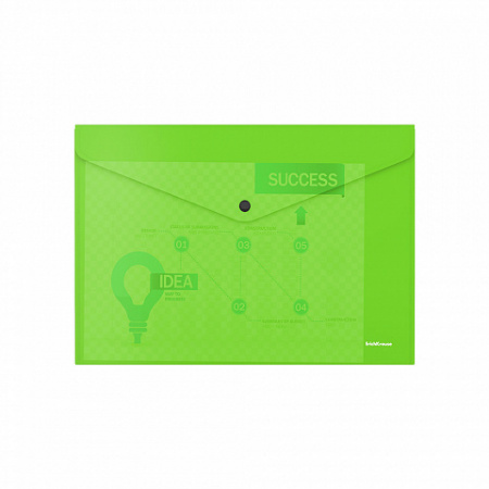 Папка-конверт на кнопке пластиковая  ErichKrause® Glossy Neon, полупрозрачная, Travel, ассорти (в па