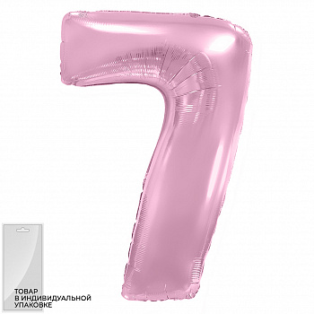 Шар (40''/102 см) Цифра, 7, Розовый, Макарунс, 1 шт. в уп. Flexmetal, ИСПАНИЯ