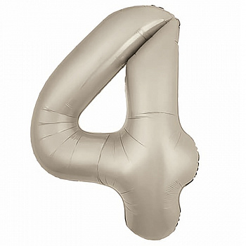Шар (40''/102 см) Цифра, 4 Slim, Мистик, Кремовый, Сатин, 1 шт. в уп.