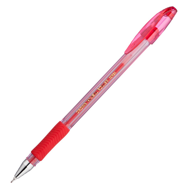 Ручка гелевая Crown "Hi-Jell Needle Grip" красная, 0,7мм, грип, игольчатый стержень, штрих-код HJR-5