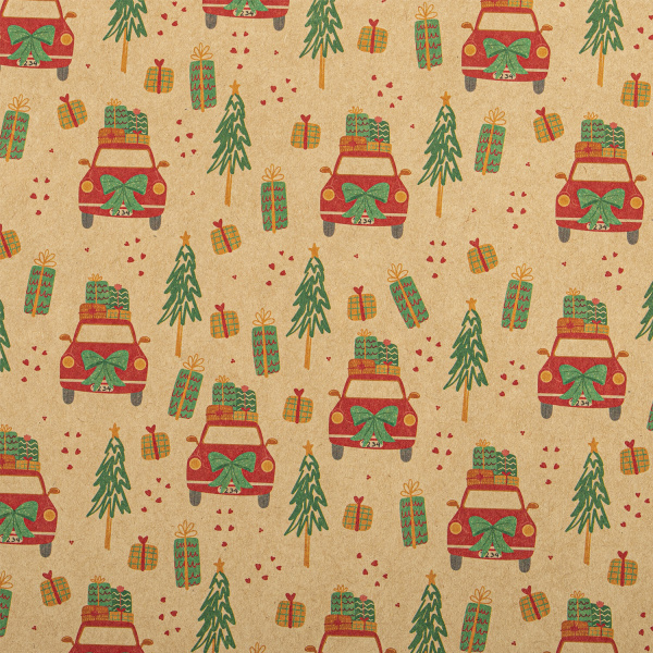 Бумага упаковочная новогодняя "Christmas Kraft" 70*100см, 10 дизайнов ассорти, ЗОЛОТАЯ СКАЗКА, 59205