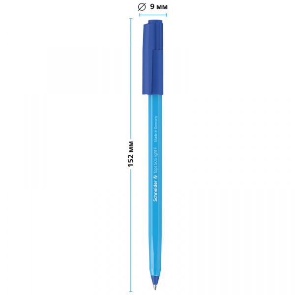 Ручка шариковая Schneider "Tops 505 F Light Blue" синяя, 0,8мм, голубой корпус 150523