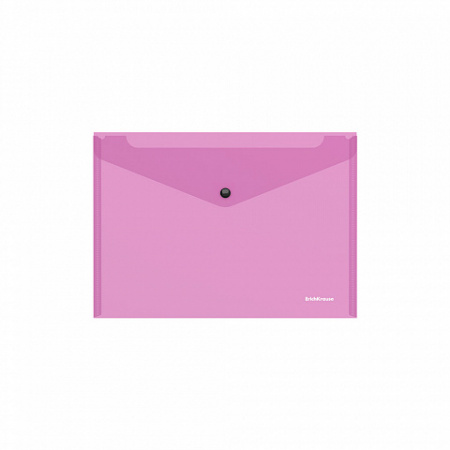 Папка-конверт на кнопке пластиковая  ErichKrause® Fizzy Vivid, полупрозрачная, A4, ассорти  (в пакет