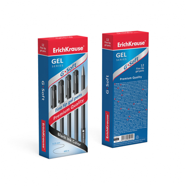 Ручка гелевая ErichKrause G-Soft Stick Classic 0.38, цвет чернил черный (в коробке по 12 шт.)