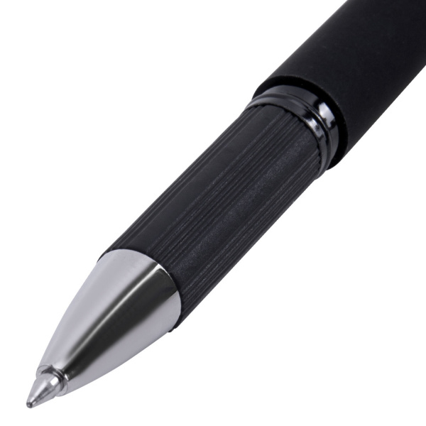 Ручка гелевая с грипом BRAUBERG "BLACK VIVID", ЧЕРНАЯ, корпус SOFT-TOUCH, пишущий узел 0,5 мм, линия