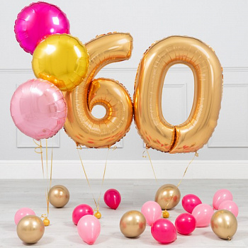 Шары на 60 лет золотой хром