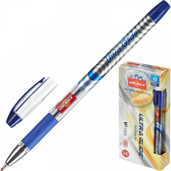 Ручка шариковая Unimax Ultra Glide 1мм син, масл, неавт, фольга