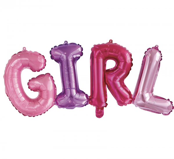 Шар (43''/109 см) Фигура, Надпись "Girl", Разноцветный, 1 шт.