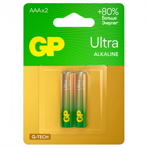 Батарейка GP Ultra G-Tech AAA (LR03) 24AU алкалиновая, BC2 GP 24AUA21-2CRSBC2