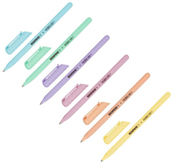 Ручка шариковая KORES Pastel K0R-M  треуг. ассорти корп, синяя. 37086