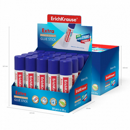 Клей-карандаш ErichKrause Extra, 8г (в коробке-дисплее по 30 шт.)