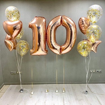 Шары на 10 лет «Розовое золото»