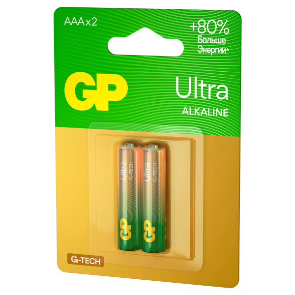 Батарейка GP Ultra G-Tech AAA (LR03) 24AU алкалиновая, BC2 GP 24AUA21-2CRSBC2