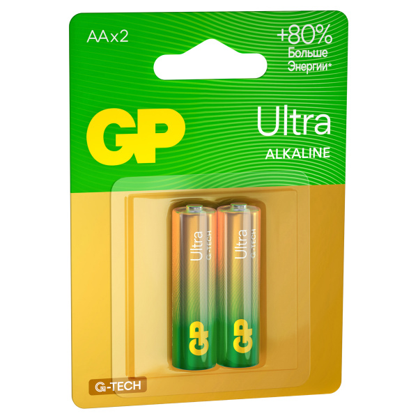 Батарейка GP Ultra G-Tech AA (LR6) 15AU алкалиновая, BC2 GP 15AUA21-2CRSBC2