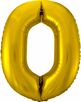 Шар (34''/86 см) Цифра, 0, Золото, 1 шт. в упак.