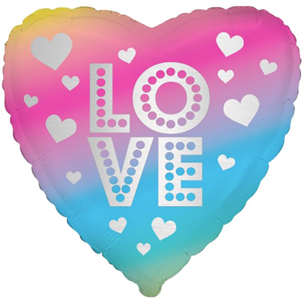 Ф 18" LOVE Сердце радужное