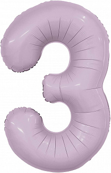 Шар (40''/102 см) Цифра, 3 Slim, Орхидея, 1 шт. в уп.