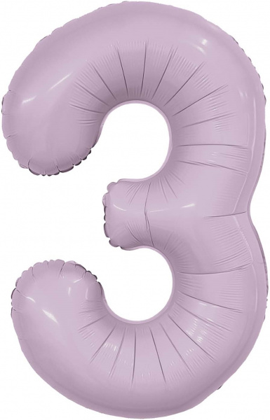 Шар (40''/102 см) Цифра, 3 Slim, Орхидея, 1 шт. в уп.