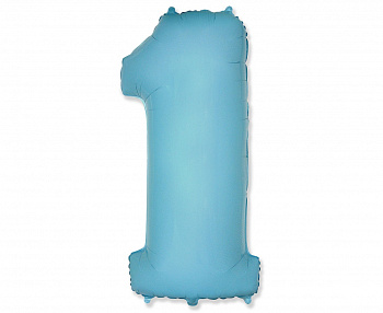FM Фигура Цифра 1 Пастель LIGHT BLUE 40"/102смсм шар фольга