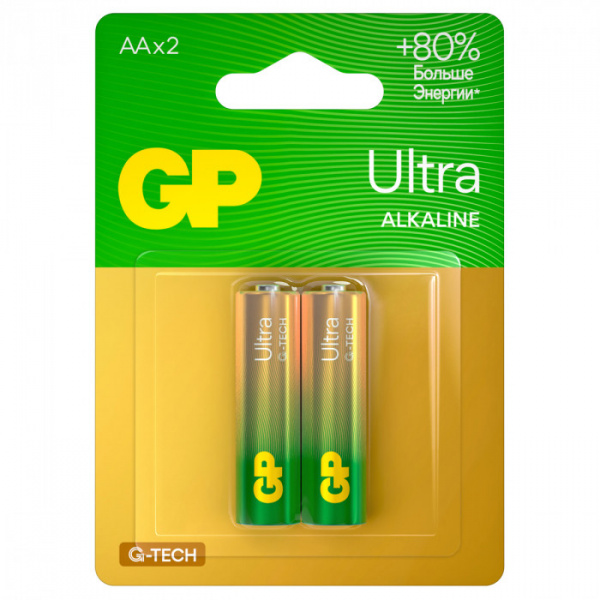 Батарейка GP Ultra G-Tech AA (LR6) 15AU алкалиновая, BC2 GP 15AUA21-2CRSBC2