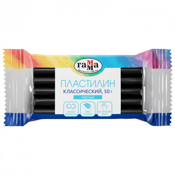 Пластилин Гамма "Классический", черный, 50г 270818_18