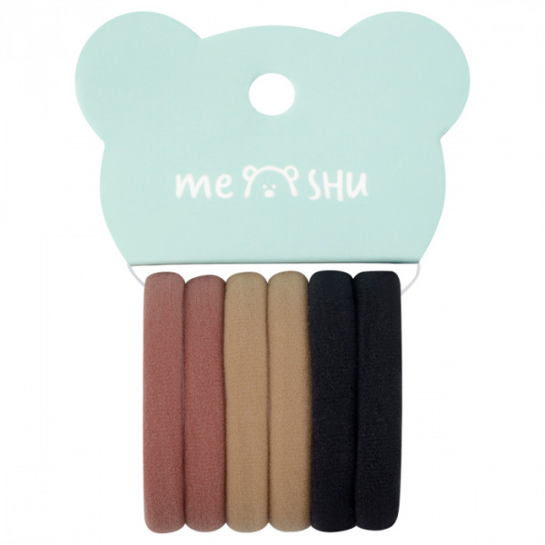 Резинки для волос MESHU "Essence thin", горчичные, каштановые, черные, 6шт., европодвес MS_60538