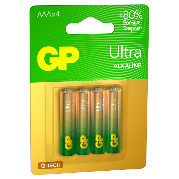 Батарейка GP Ultra G-Tech AAA (LR03) 24AU алкалиновая, BC4 GP 24AUA21-2CRSBC4