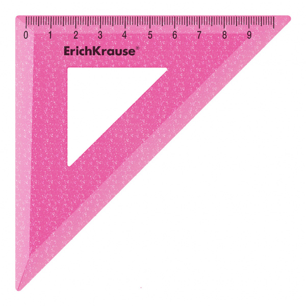 Угольник пластиковый ErichKrause Glitter, 45°/9см, ассорти (в коробке-дисплее по 42 шт)