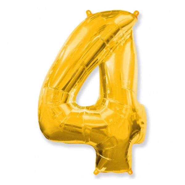 Шар (40''/102 см) Цифра, 4, Золото, 1 шт. в уп.