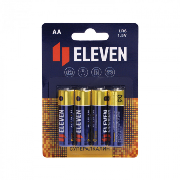 Батарейка Eleven SUPER AA (LR6) алкалиновая, BC4 301756