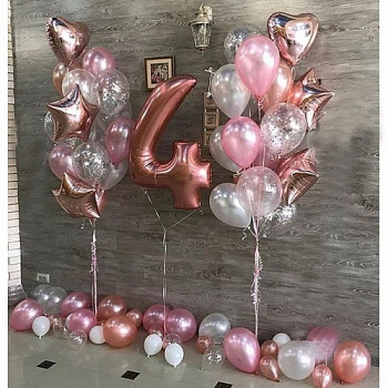 Композиция с цифрой 4 розовое золото