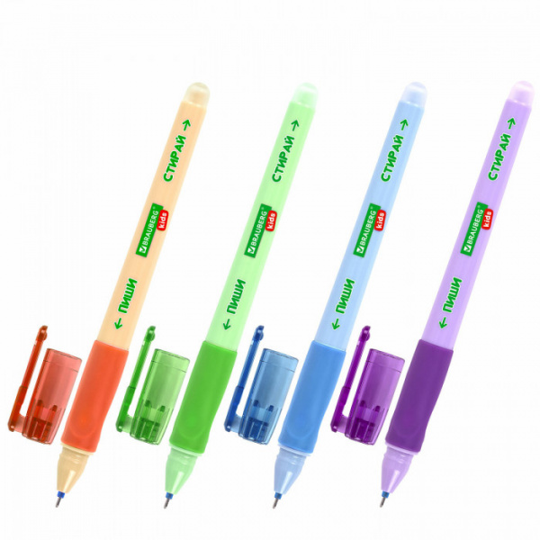 Ручка стираемая гелевая с эргономичным грипом BRAUBERG KIDS "RESTART COLOR", СИНЯЯ, игольчатый пишущ