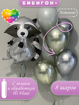 Воздушные шары с гелием хром и енот