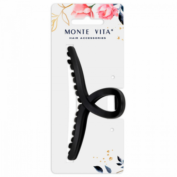 Краб для волос "Петелька", 11 см, soft-touch, чёрный, MONTE VITA, 457006