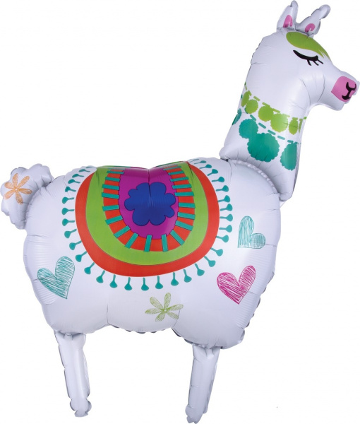 Шар (36''/91 см) Фигура, Лама Альпака, Белый, 1 шт. Falali, КИТАЙ