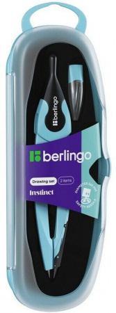 Готовальня Berlingo "Instinct", 2 предмета, циркуль 135мм, фламинго, пластиковый футляр DS_00002c