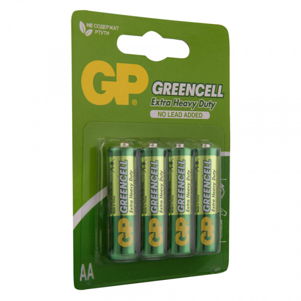 Батарейка GP Greencell AA (R6) 15S солевая, BL4 GP 15G-2CR4