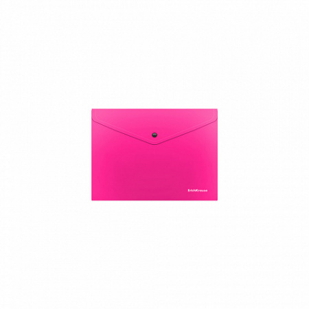 Папка-конверт на кнопке пластиковая  ErichKrause® Glossy Neon, полупрозрачная, Travel, ассорти (в па
