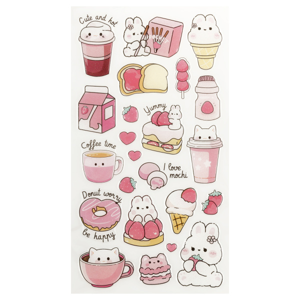 Наклейки гелевые MESHU "Sweet mood", 10*23см, с блестками,  пакет европодвес MS_57669