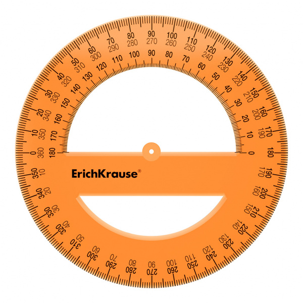 Транспортир пластиковый ErichKrause Neon, 360°/12см, ассорти (в коробке-дисплее по 20 шт)