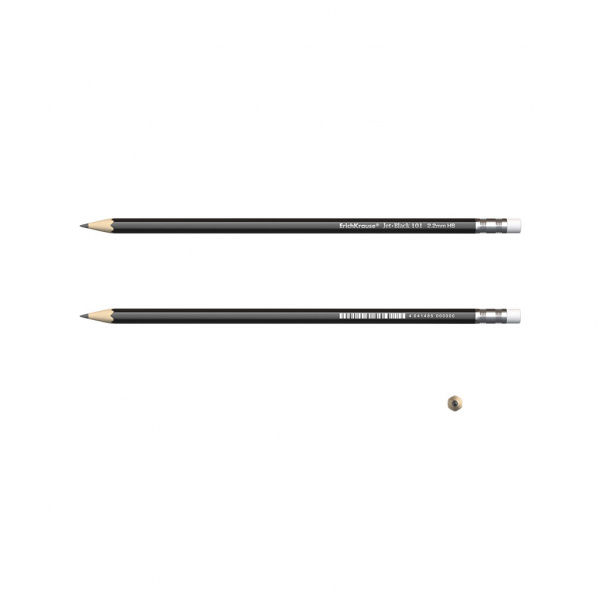 Чернографитный карандаш ErichKrause Jet Black, шестигранный , с ластиком, HB (в тубусе по 42 шт.)