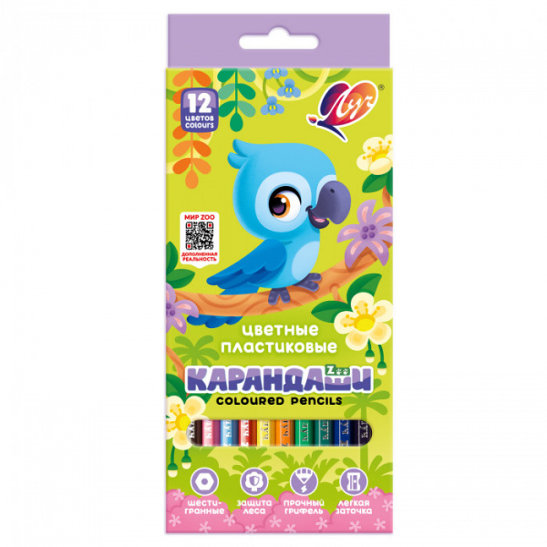 Карандаши 12цв Луч ZOO, шестигран., пластиковые