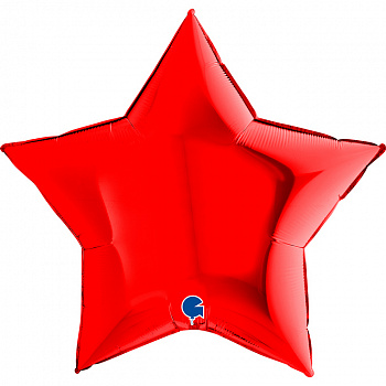 Шар (18''/46 см) Звезда, Красный, 1 шт.