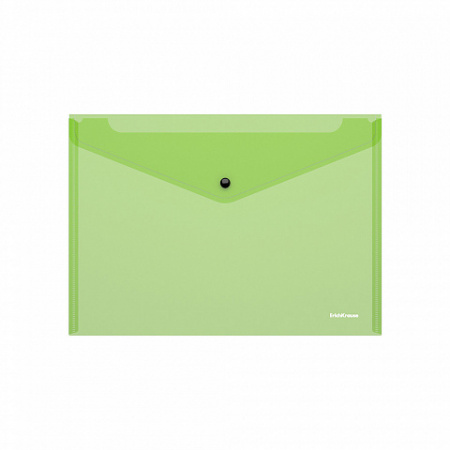 Папка-конверт на кнопке пластиковая  ErichKrause® Glossy Neon, полупрозрачная, Travel, ассорти (в па