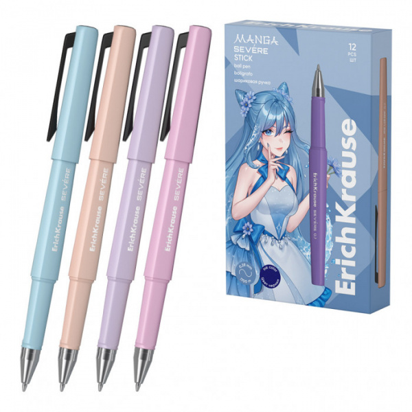 Ручка шариковая ErichKrause Severe Stick Manga 0.7, Super Glide Technology, цвет чернил синий (в кор