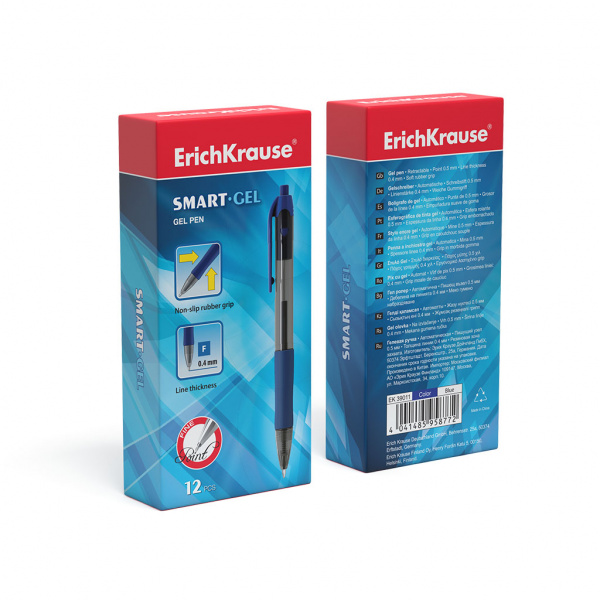 Ручка гелевая автоматическая ErichKrause® Smart-Gel, цвет чернил синий (в коробке по 12 шт.)