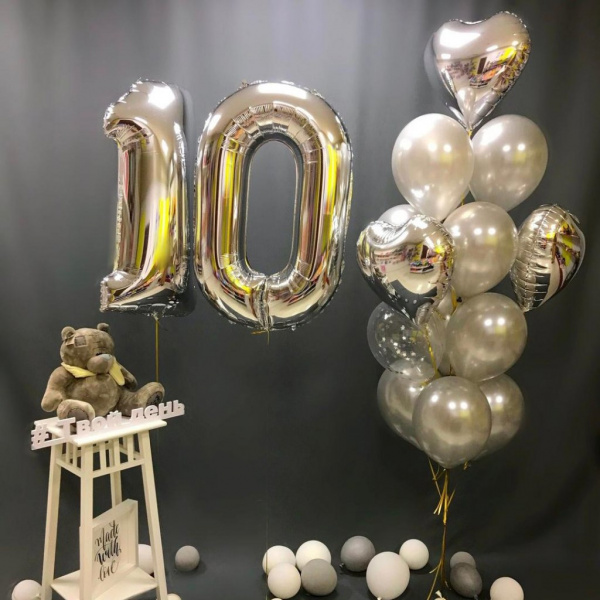 Шары на 10 лет «Серебро»
