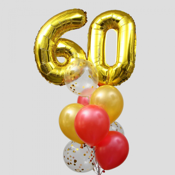 Фонтан из шаров «60 лет золото»