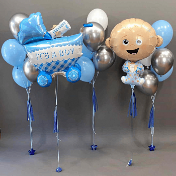 Набор шаров «На выписку», голубая гамма
